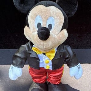 Vintage Disney Parks Mickey Mouse Plush In Black Suit Tuxedo 10" Mint! image 2