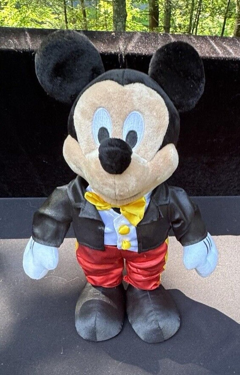 Vintage Disney Parks Mickey Mouse Plush In Black Suit Tuxedo 10" Mint! image 2