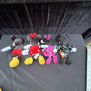 4 Disney Mickey & Minnie Mouse Bowtie Tails Plush Stuffed Animals Red and Pink image 10