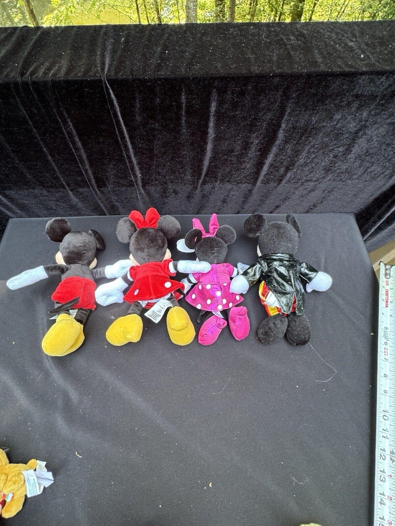 4 Disney Mickey & Minnie Mouse Bowtie Tails Plush Stuffed Animals Red and Pink image 10