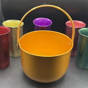 Vintage 1950’s West Bend Color Glo Aluminum Tumblers Set Of 5 & Ice Bucket