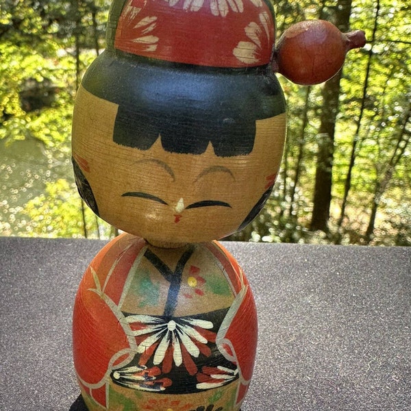 1970s Vintage Wood Japanese KOKESHI Doll Bobble Nodding Head Made In Japan -S60