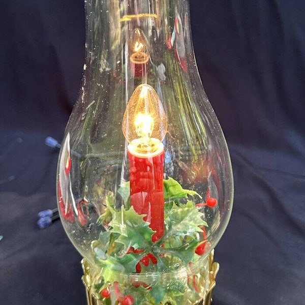 Vintage Christmas Hurricane Electric Candle Lamp Flickering Flame Beacon S51