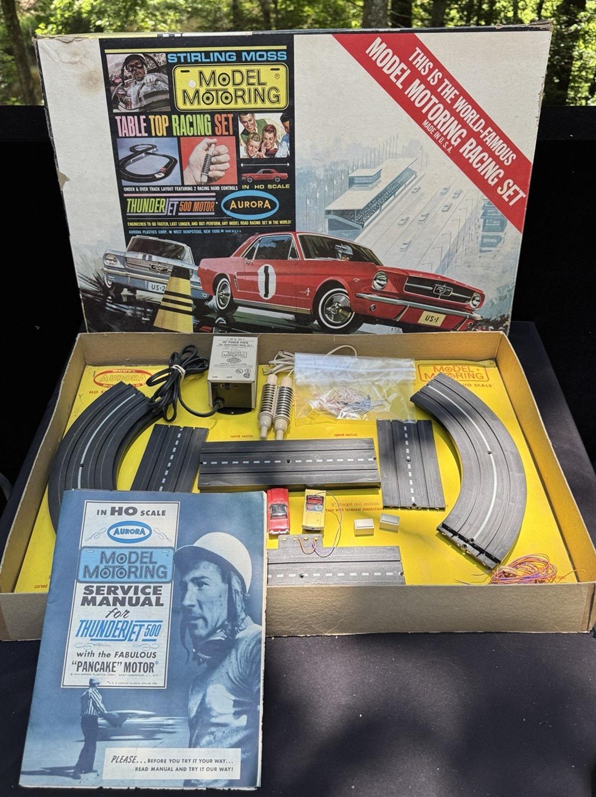 1965 Aurora Stirling Moss Model Motoring Table Top Racing Set Nice