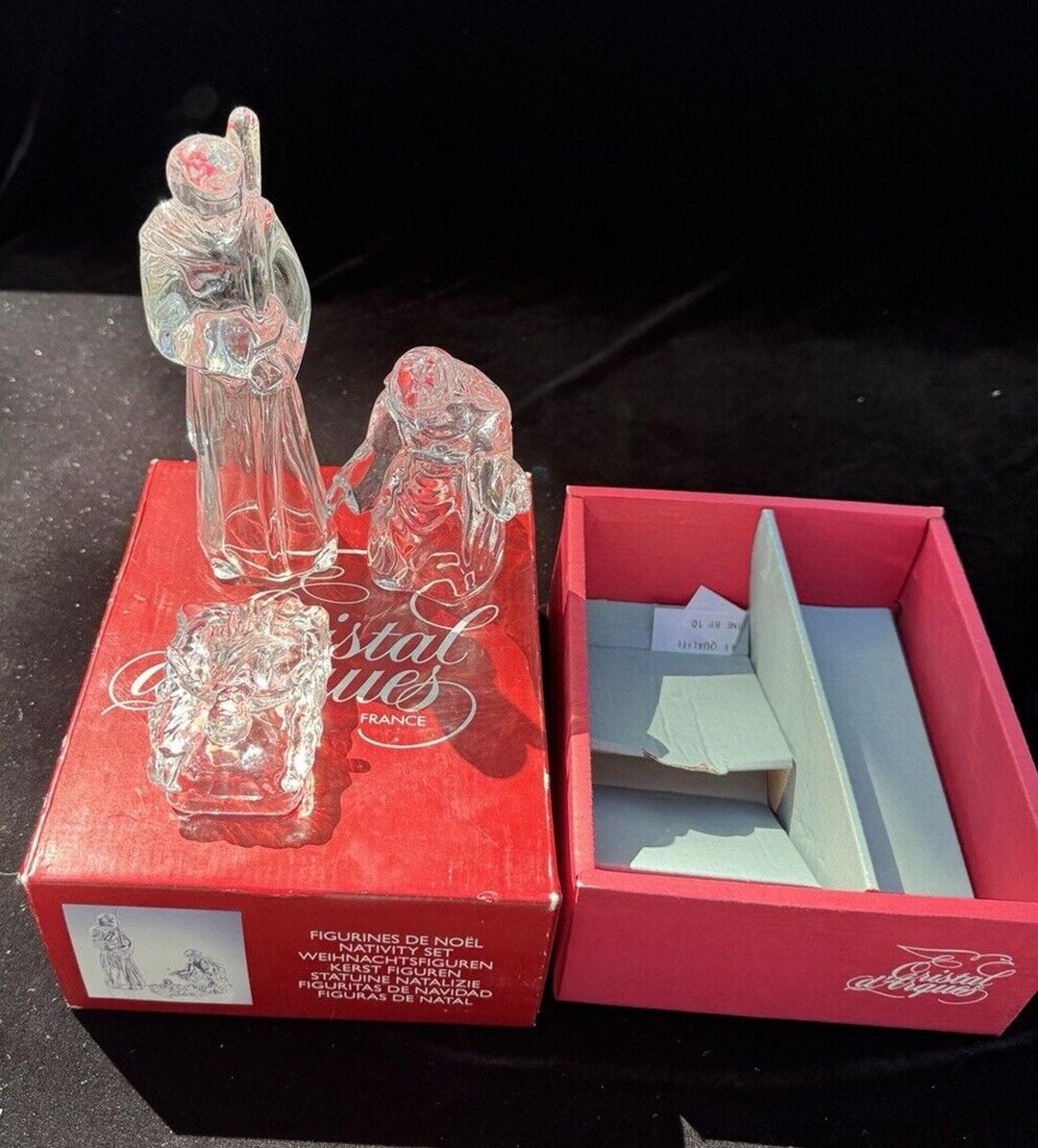 Figurines Animaux En Cristal CRISTAL D'ARQUES - Tigre Et Lion - 24% Plomb - Occasion