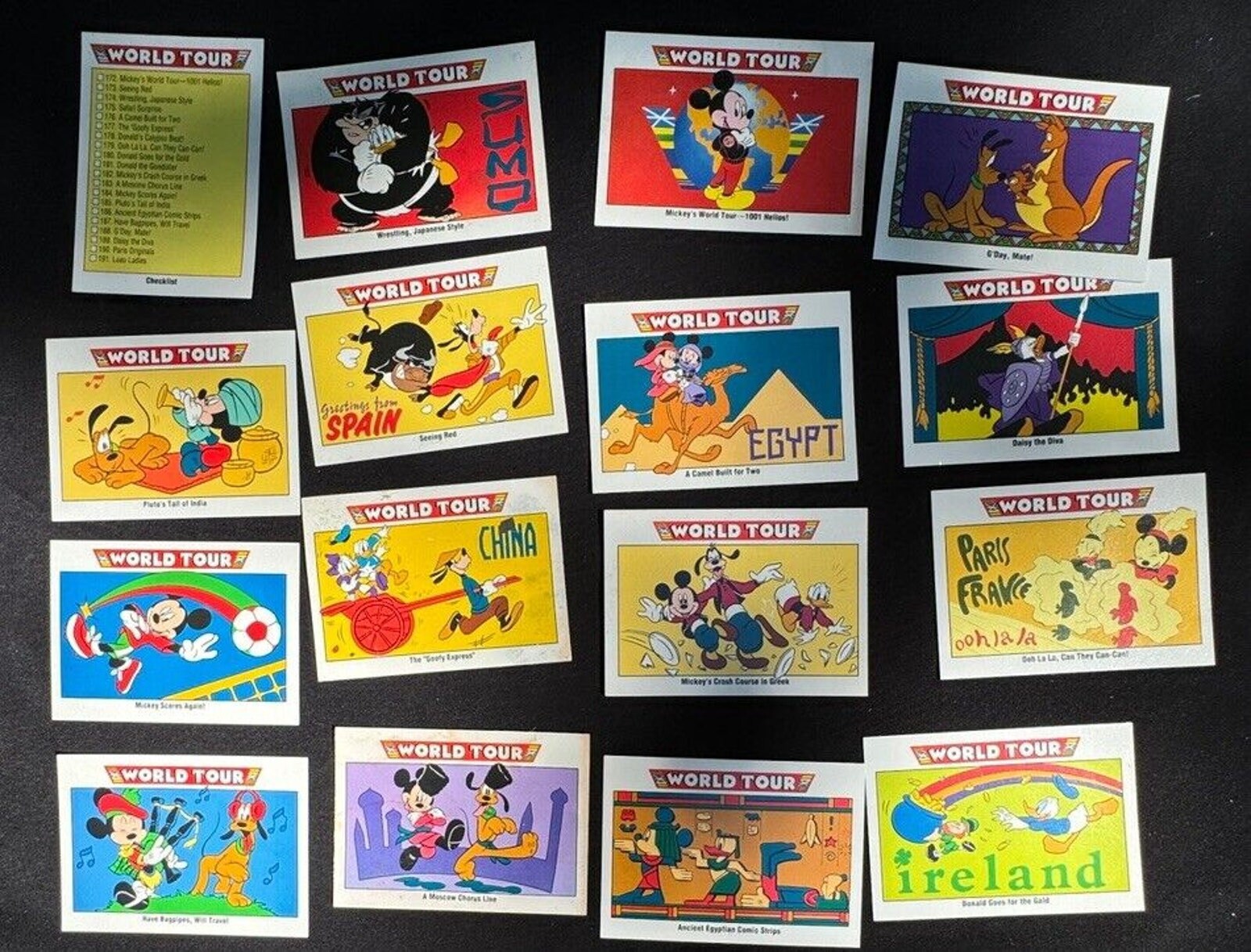 Lot of Vintage 1991 Impel Disney World Tour Trading Cards Mickey