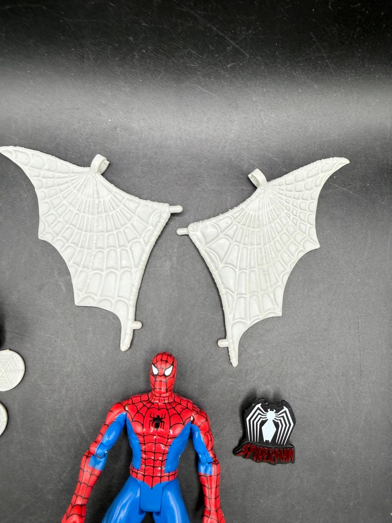 Vintage 1994 Toybiz Spiderman Den animerade serien Web Racer Spider-Man Vintage figur *Begagnad bild 4