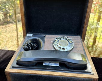 Rare 1960’s Vintage DECO-TEL EXECUTIVE Desk Phone Rotary Retro Suitcase Style