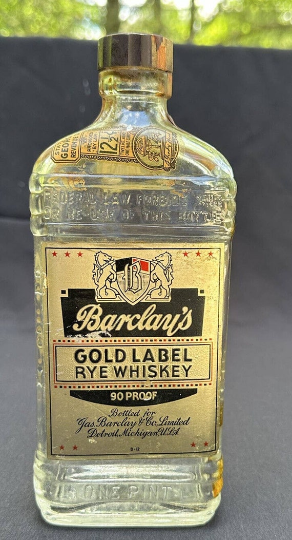 Vintage Empty Barclay’s Royal Canadian Rye Whiskey