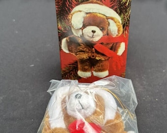 New Vintage 1984 Avon Plush Puppy Dog Christmas Tree Ornament New Sealed Bag- AV