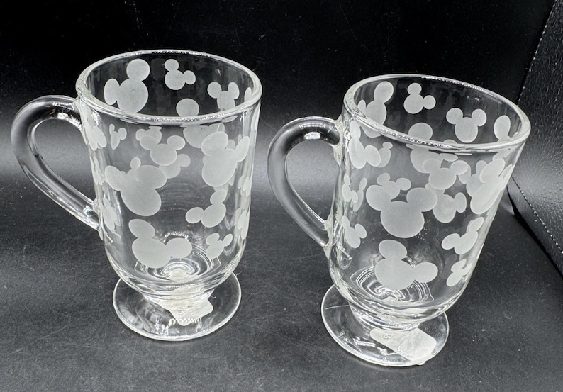 2 Vtg Disney Store Mrożone uszy Myszki Miki 5" kubek na cokole Libbey Glass NWT zdjęcie 4