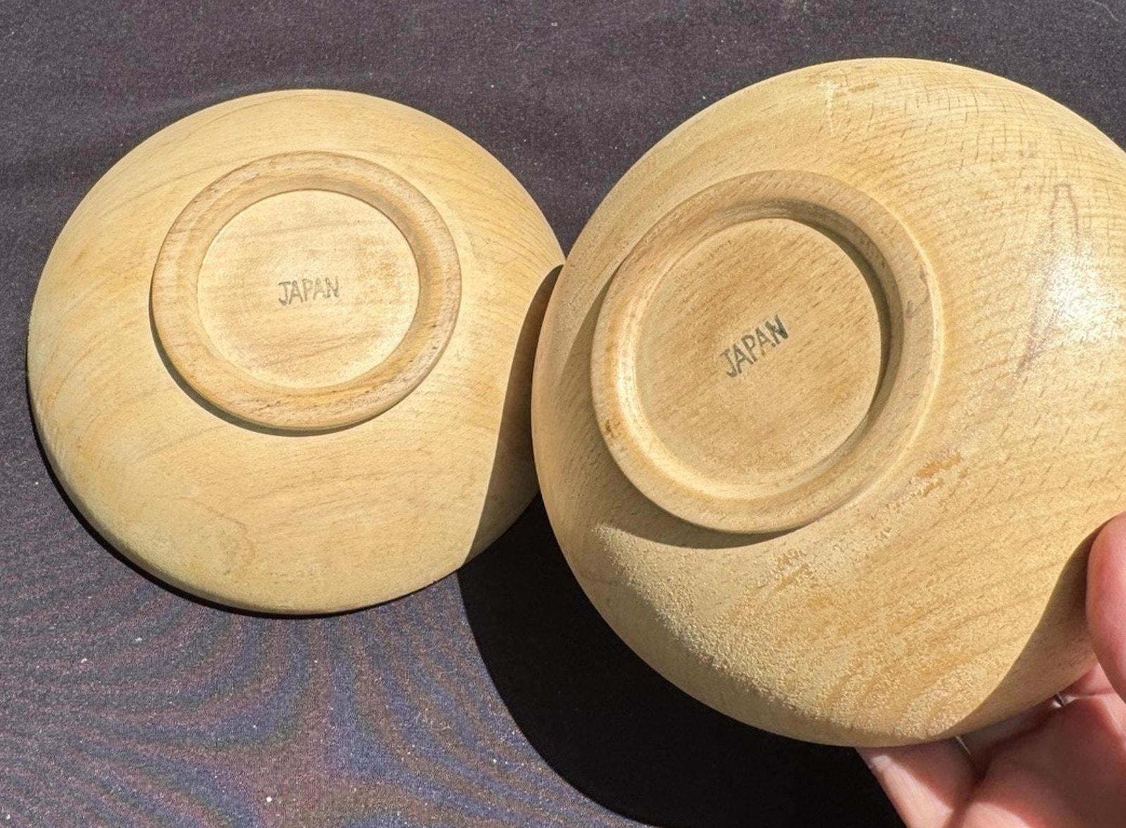 2 Vintage Wooden Bowls Made in Japan Approximately 6” Diameter