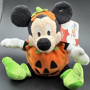 Disney Store Halloween Mickey Mouse Exclusive Bean Bag Plush Pumpkin Costume -43 image 1
