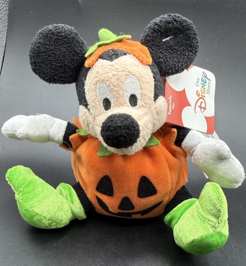 Disney Store Halloween Mickey Mouse Exclusive Bean Bag Plush Pumpkin Costume -43 image 1