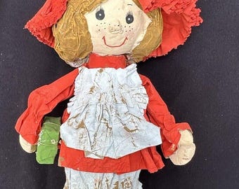 Vintage STRAWBERRY SHORTCAKE Paper Mache 12” LALKA Figurka Folk Art -S78