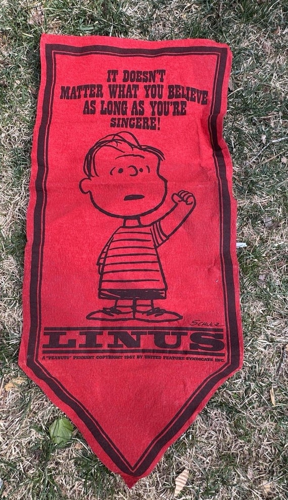 Vintage Peanuts Linus Snoopy It Doesn't Matter What You Believe