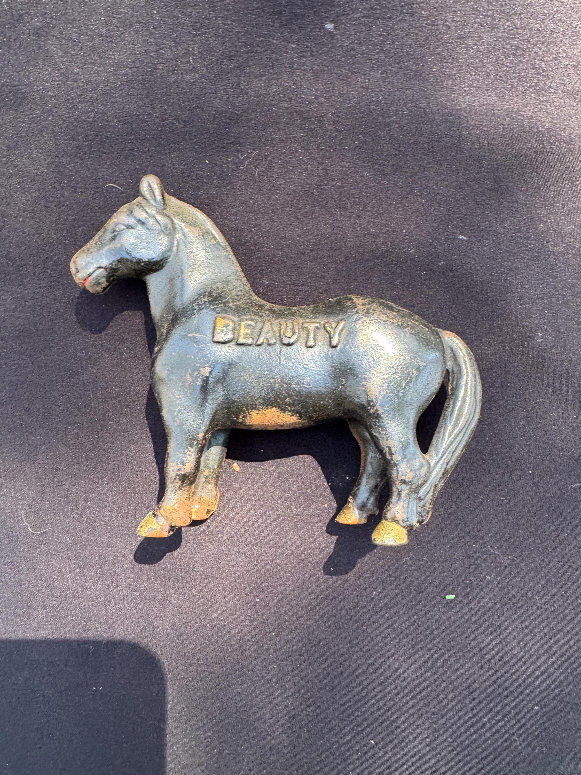 ブラックウーマン 1セント 貯金箱 オブジェ アイアン おばさん アンティーク Rare Vintage Antique ARCADE Black Beauty Horse Cast Iron Figural