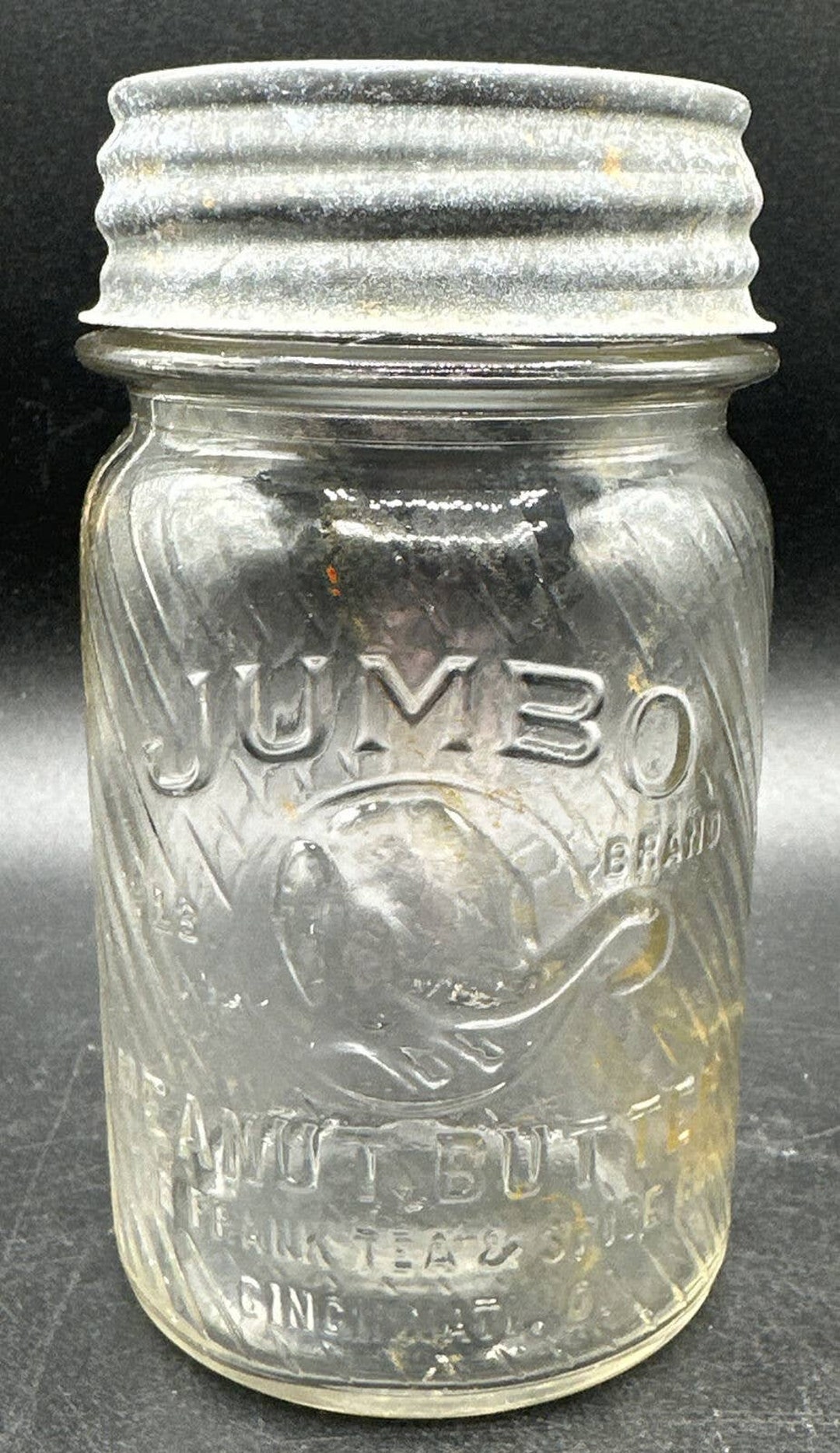 Vintage Jumbo Peanut Butter Jar Frank Tea Spice Co. 1 Pound Clear Jar
