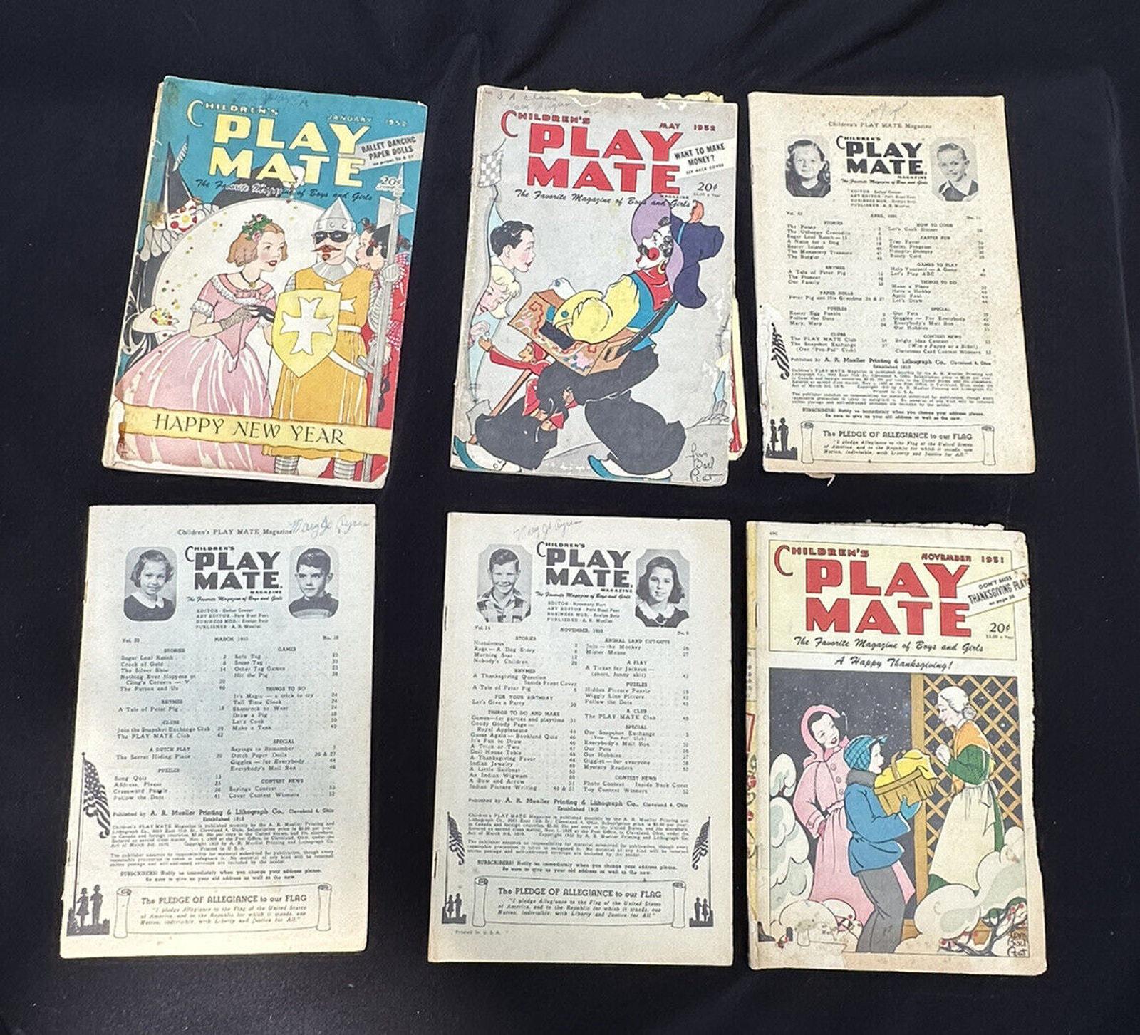 6 Issues Children's Play Mate Magazine Halloween Christmas Thanksgiving -BK1
