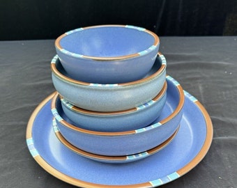 Lot de 6 Dansk Mesa Sky Blue, différentes tailles de bols et d'assiettes. Excellent !