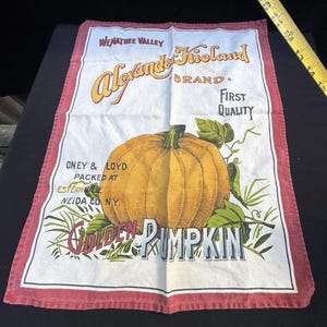 Vintage Thanksgiving Pumpkin Tea Towels 55% Cotton 45 percent Linen Made in Italy image 6