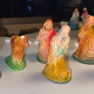 VINTAGE ITALY Chalkware Nativity Creche Lot Of 6 Figures Christmas ZZ2
