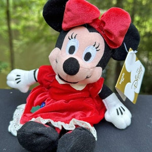 1990s Disney Store “December” Blue Topaz Birthstone Minnie Mouse 8” Bean Plush image 2