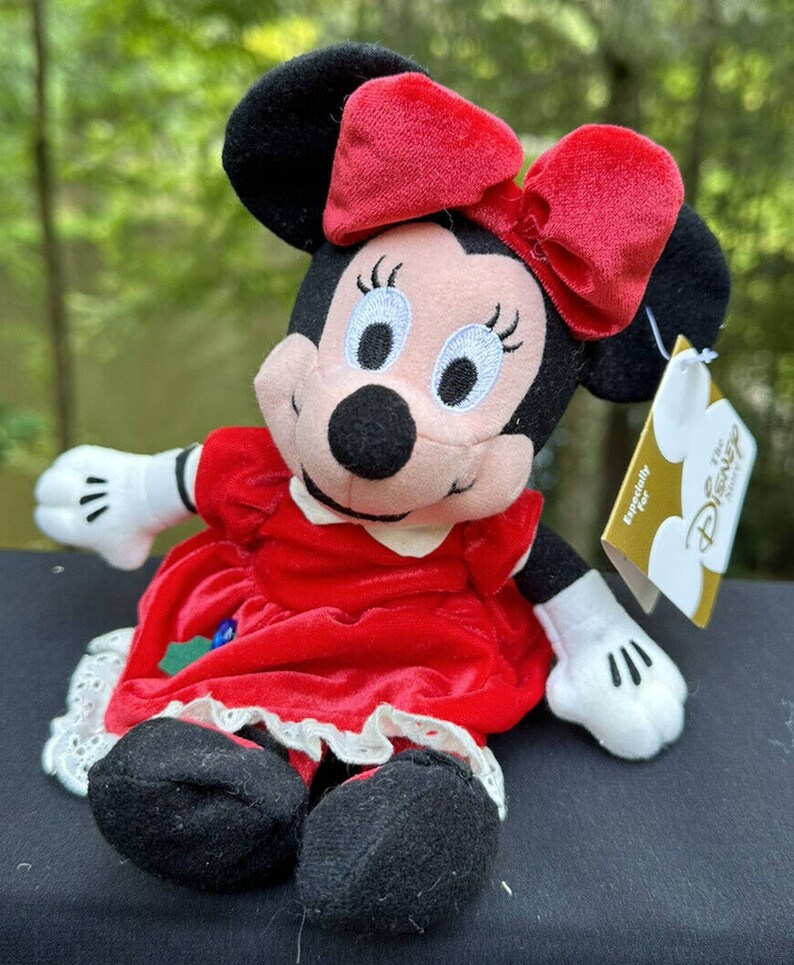 1990s Disney Store “December” Blue Topaz Birthstone Minnie Mouse 8” Bean Plush image 2