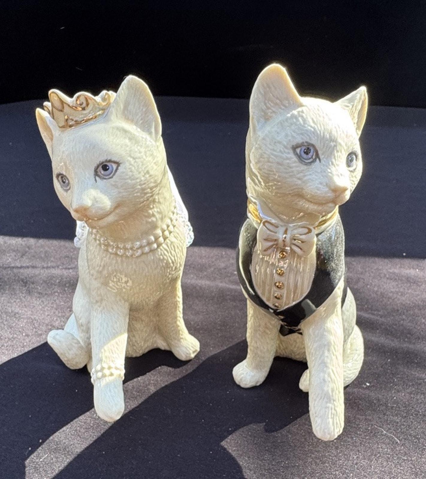 Lenox Together Forever Bride and Groom CAT Figurines Excellent! No