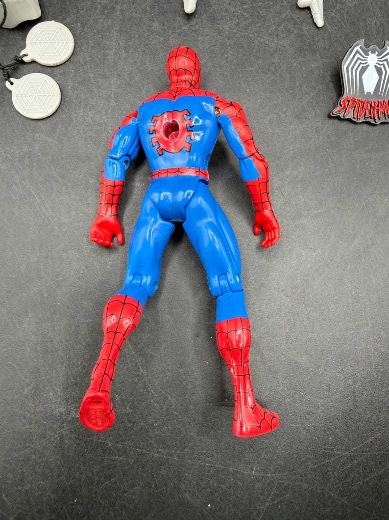Vintage 1994 Toybiz Spiderman Den animerade serien Web Racer Spider-Man Vintage figur *Begagnad bild 6