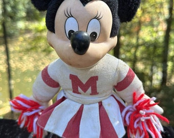 Vintage Disney Minnie Mouse aplausos animadora de felpa 10" muñeca de cara de goma