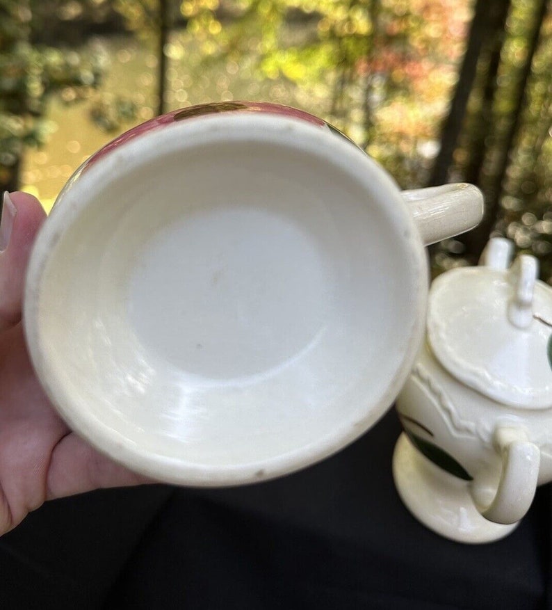 Vintage Three Piece Blue Ridge Southern Pottery Sugar Bowl W/ Lid Creamer S51 zdjęcie 9