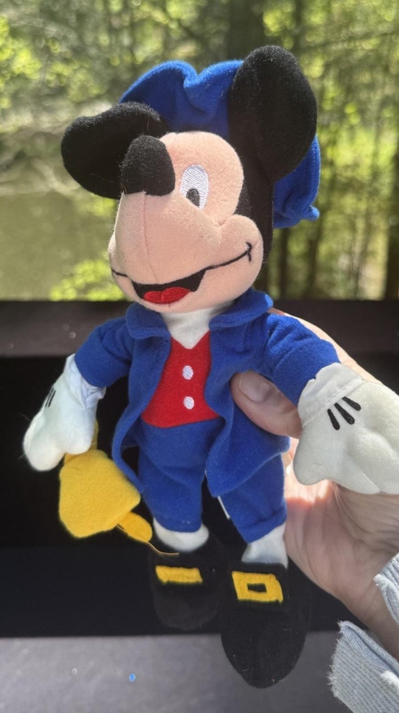 Vtg 1999 Disney Mickey Mouse As PAUL REVERE Americana America 9" pluche figuur afbeelding 1