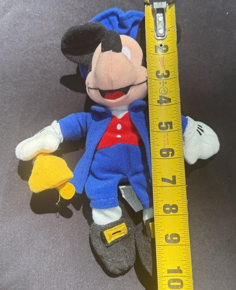 Vtg 1999 Disney Mickey Mouse As PAUL REVERE Americana America 9" pluche figuur afbeelding 5