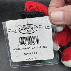 Vtg 1990's The Disney Store Beanie Baby Pluszowa Myszka Minnie Święty Mikołaj Boże Narodzenie NWT zdjęcie 4