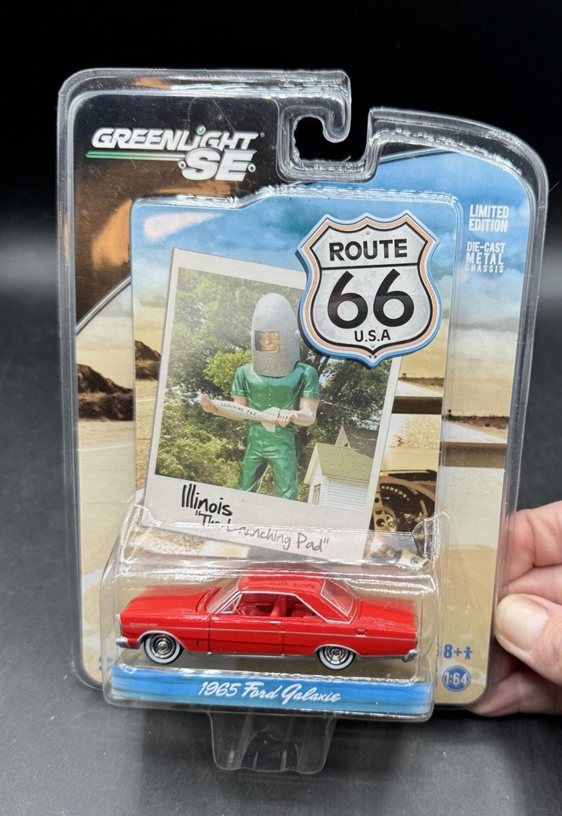 Brand New Greenlight Route 66 1965 Ford Galaxie Diecast 1:64 Red