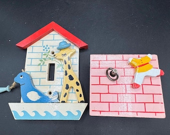 Placa de interruptor de luz y móvil para bebé con diseño de Arca de Noé de IRMI (sin cabeza), pintados a mano, originales para guardería - S1F