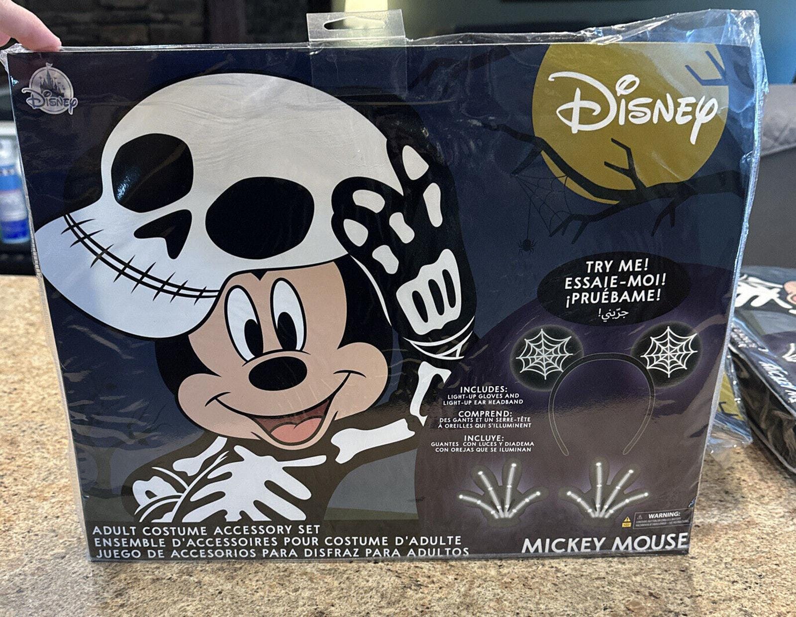 Mickey Glow Headband and Gloves Set Mickey Mouse Light Up Skeleton Costume Accessory Set for  main image 4