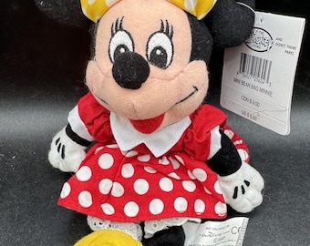 Vintage jaren 90 The Disney Store gele strik Minnie Mouse mini-zitzak NWT!