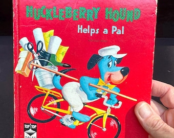 Whitman 1960 Top Top Tales kinderboek HUCKLEBERRY HOUND Helps A PAL Vintage - T26