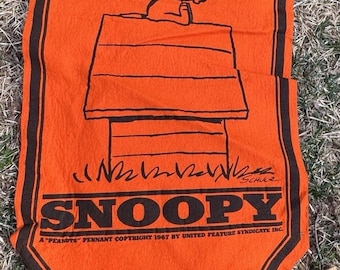 1967年製　SNOOPY バナー Vintage 1967 Snoopy Peanuts Felt Banner Pennant Flag Curse You Red