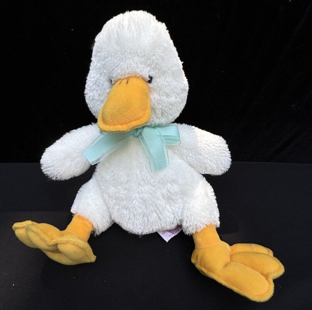 Russ Webber Duck White Soft Stuffed Animal Toy Blue Bow Item No. 37312 ...