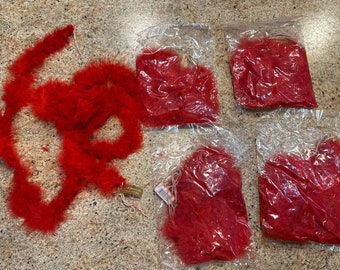 NEW Lot Of 5 New Roman Inc Beautiful Bright Red Boa Feather 6ft Garland S1