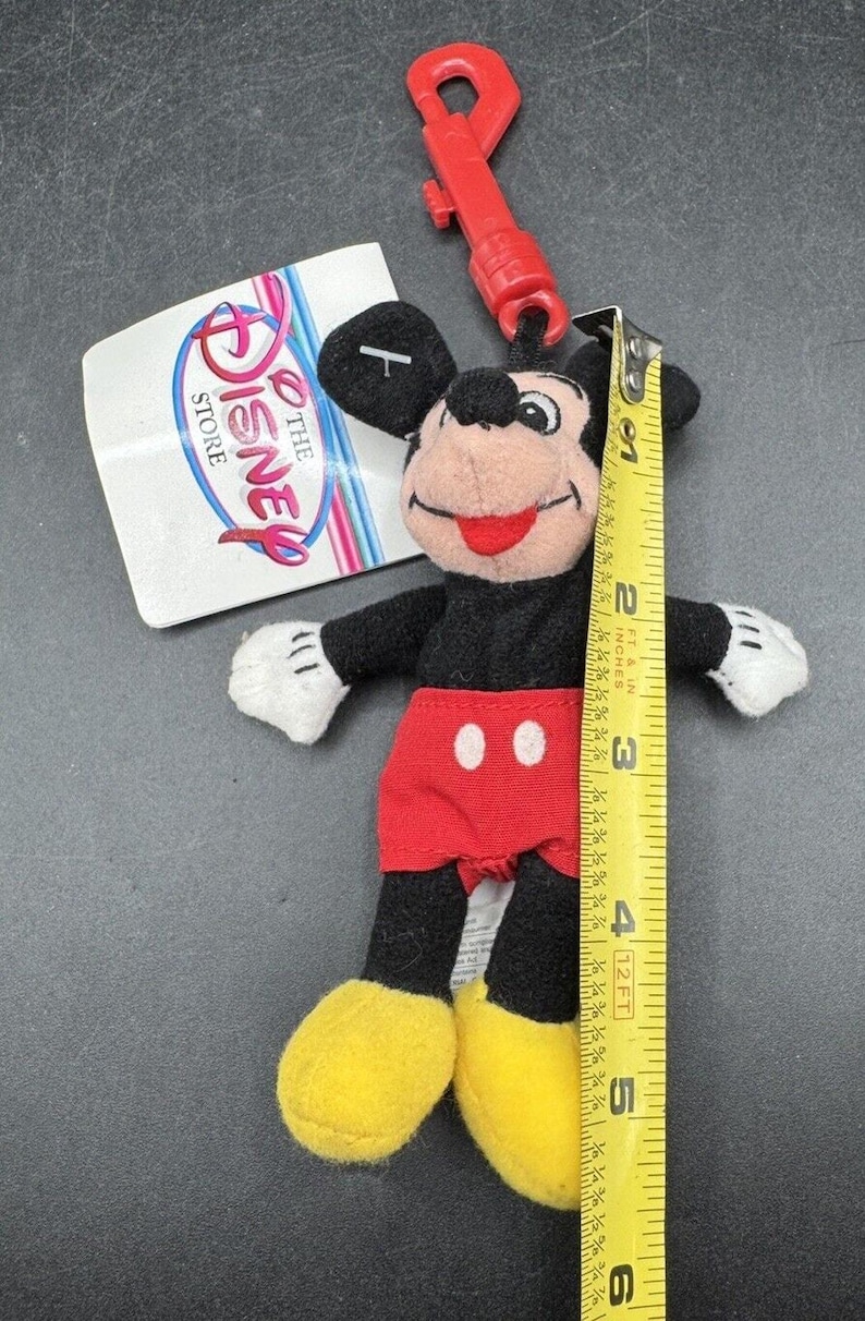 New 1990’s Disney Store Mickey Mouse Bean Bag 4” Keychain Mini Plush Clip NWT! image 2