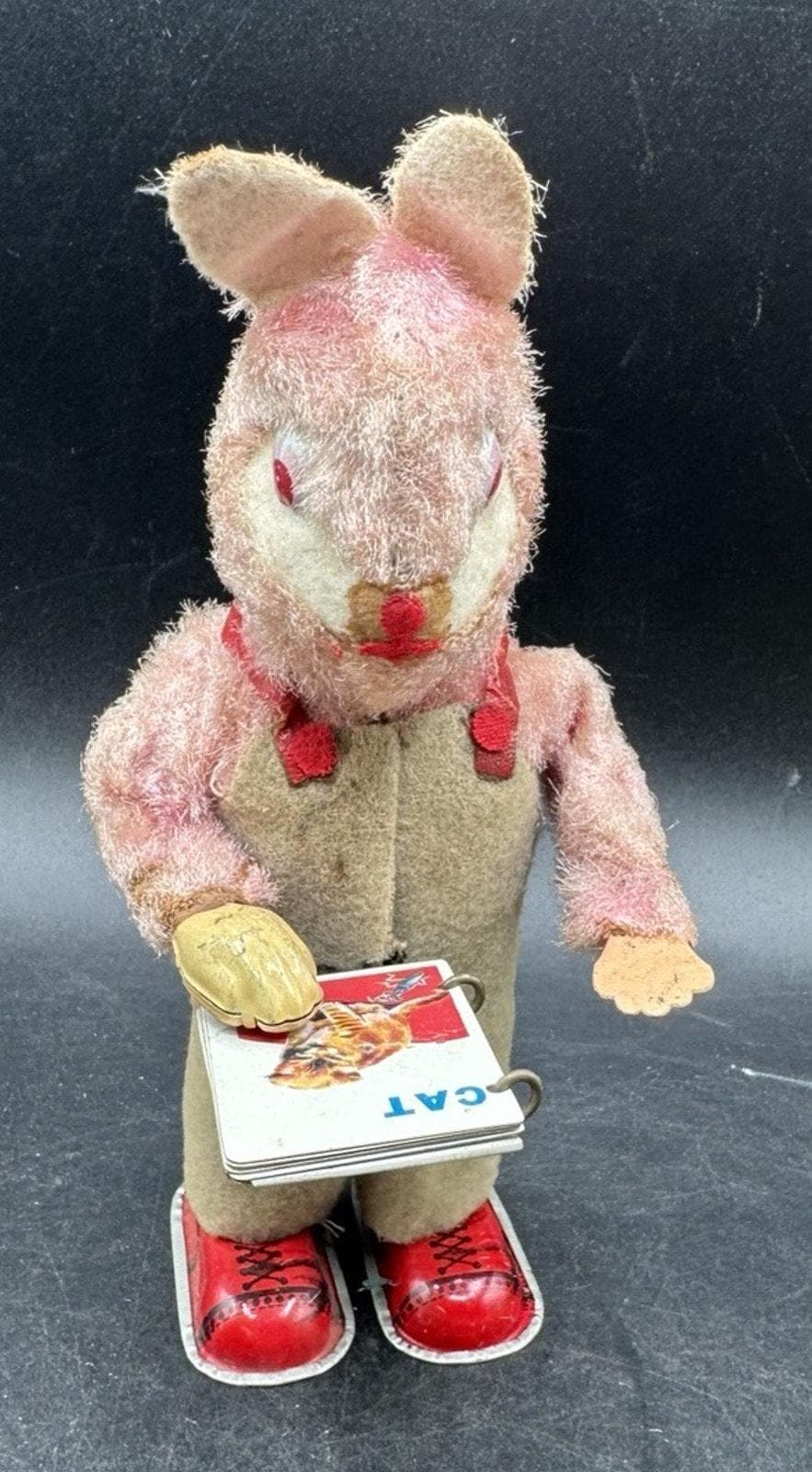 アンティーク　ピーナッツラビット　ドイツ Rare Vintage Alps Rabbit Tin Wind-up Toy Reading Book Works