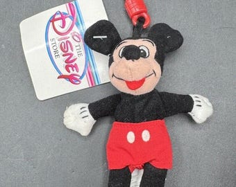 新品 1990 年代 ディズニーストア ミッキーマウス ビーンバッグ 4 インチ キーチェーン ミニ ぬいぐるみ クリップ NWT!