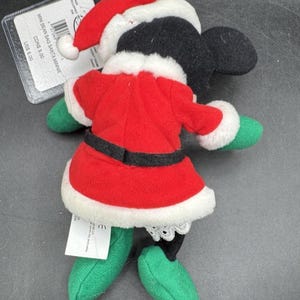 Vtg 1990's The Disney Store Beanie Baby Pluszowa Myszka Minnie Święty Mikołaj Boże Narodzenie NWT zdjęcie 3