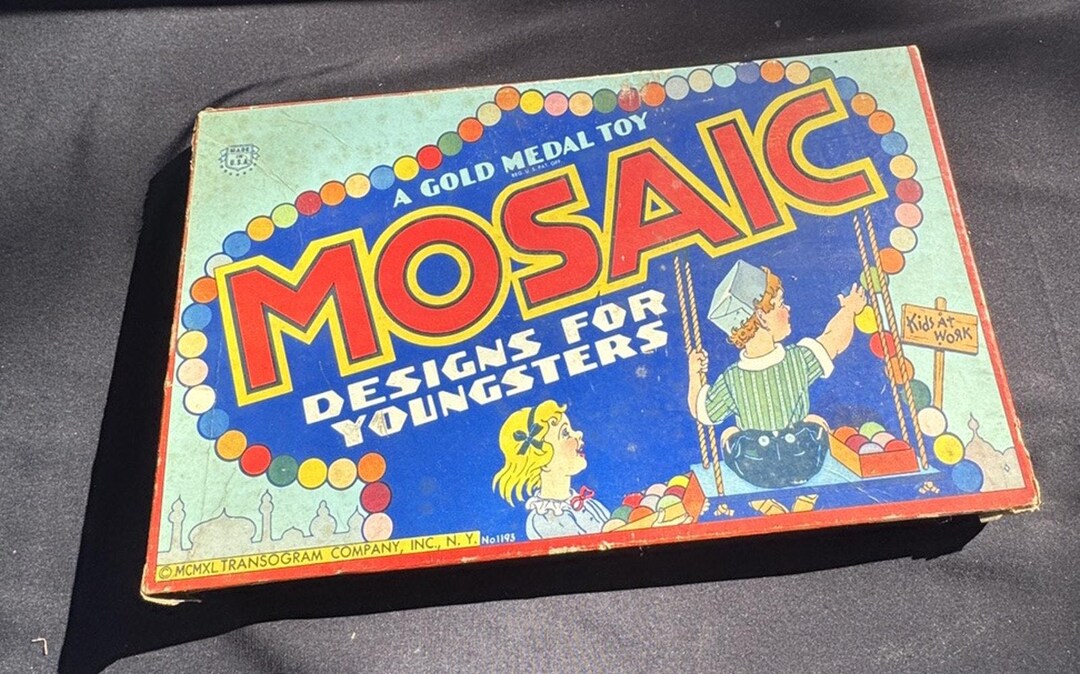 Transogram Mosaic Designs for Youngsters 1940 Transogram Art Game Gold Medal Toy ...