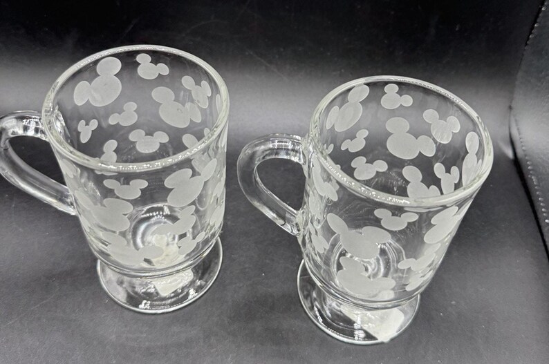 2 Vtg Disney Store Mrożone uszy Myszki Miki 5" kubek na cokole Libbey Glass NWT zdjęcie 7