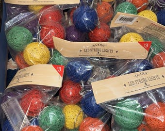 8 Packs New LED String Lights Colored Globes Textured 10 Lights On Each Pack